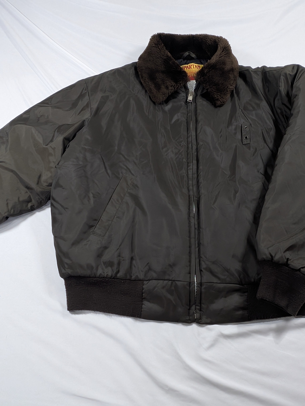 Vintage Spartan Liberty Uniform Men's XL Brown Bomber Flight Jacket Fur Collar